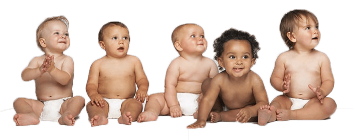 Group of multi-ethnic babies who were born from surrogacy and egg donation